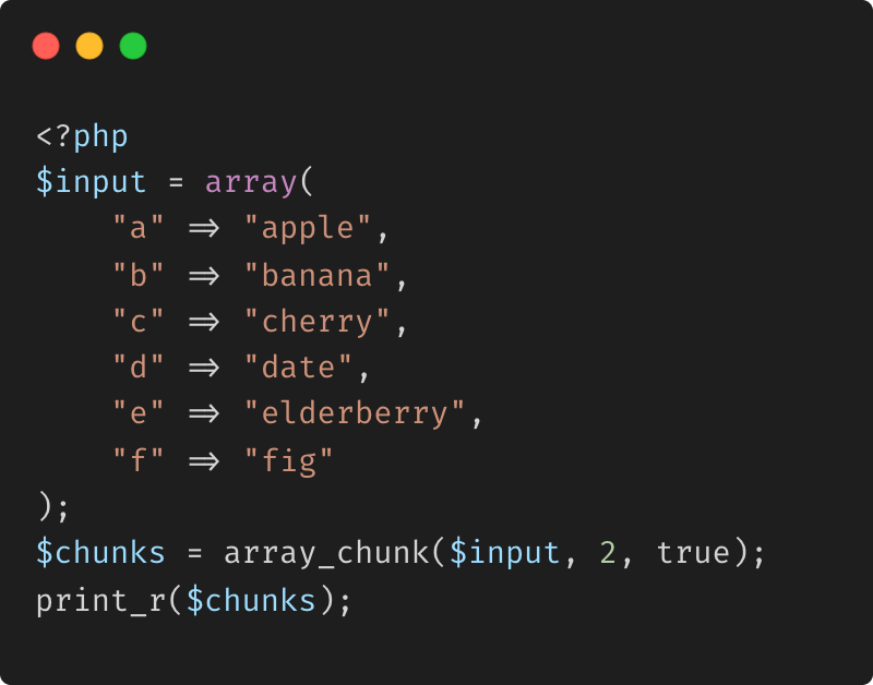 PHP Array chunk 2